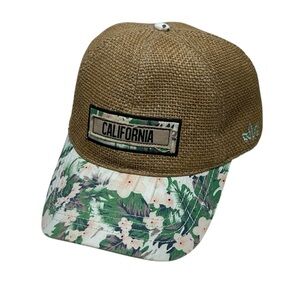 Essencial California Snapback Hat Unisex Tan Straw Floral Brim trucker hat